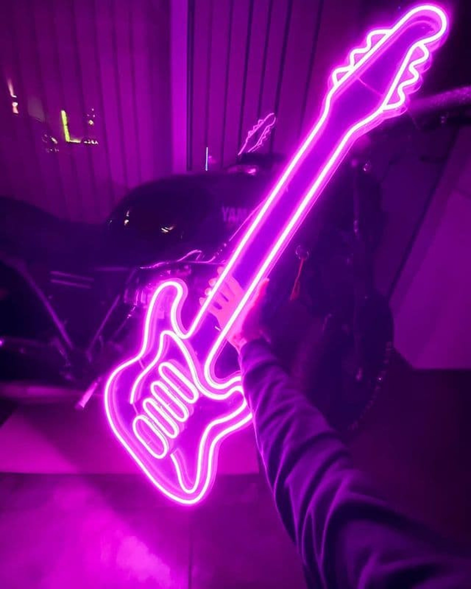 Guitar Neon Sign Electric Guitar Decor Music Neon Neon Etsy