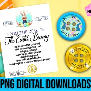 Easter bunny button, easter bunny letter, easter magic, easter sublimation png, Easter bunny poem