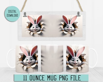 Easter mug wrap, easter bunny png, easter bunny mug, sublimation mug wrap, bunny popping out, bunny png, 11 ounce mug