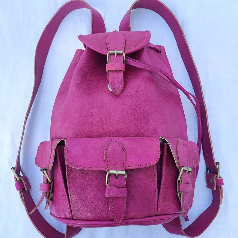 personalized leather backpack