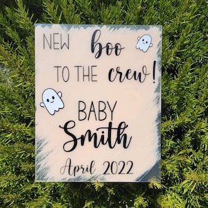 Halloween Baby Announcement | Acrylic Board | Newborn Introduction Sign | Baby Name Announcement | Newborn Photo Prop | Baby Shower Gift