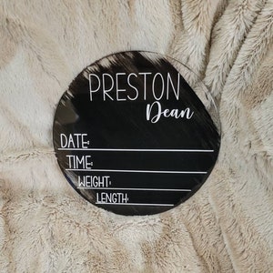 Acrylic Baby Announcement Board | Newborn Introduction Sign | Baby Name Announcement | Newborn Photo Prop | Baby Shower Gift