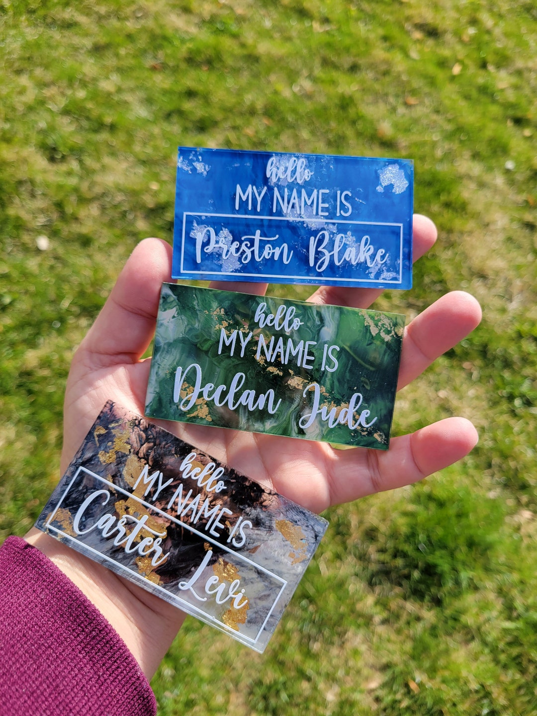 Marble Acrylic Baby Name Tag Baby Name Announcement Newborn Photo Prop