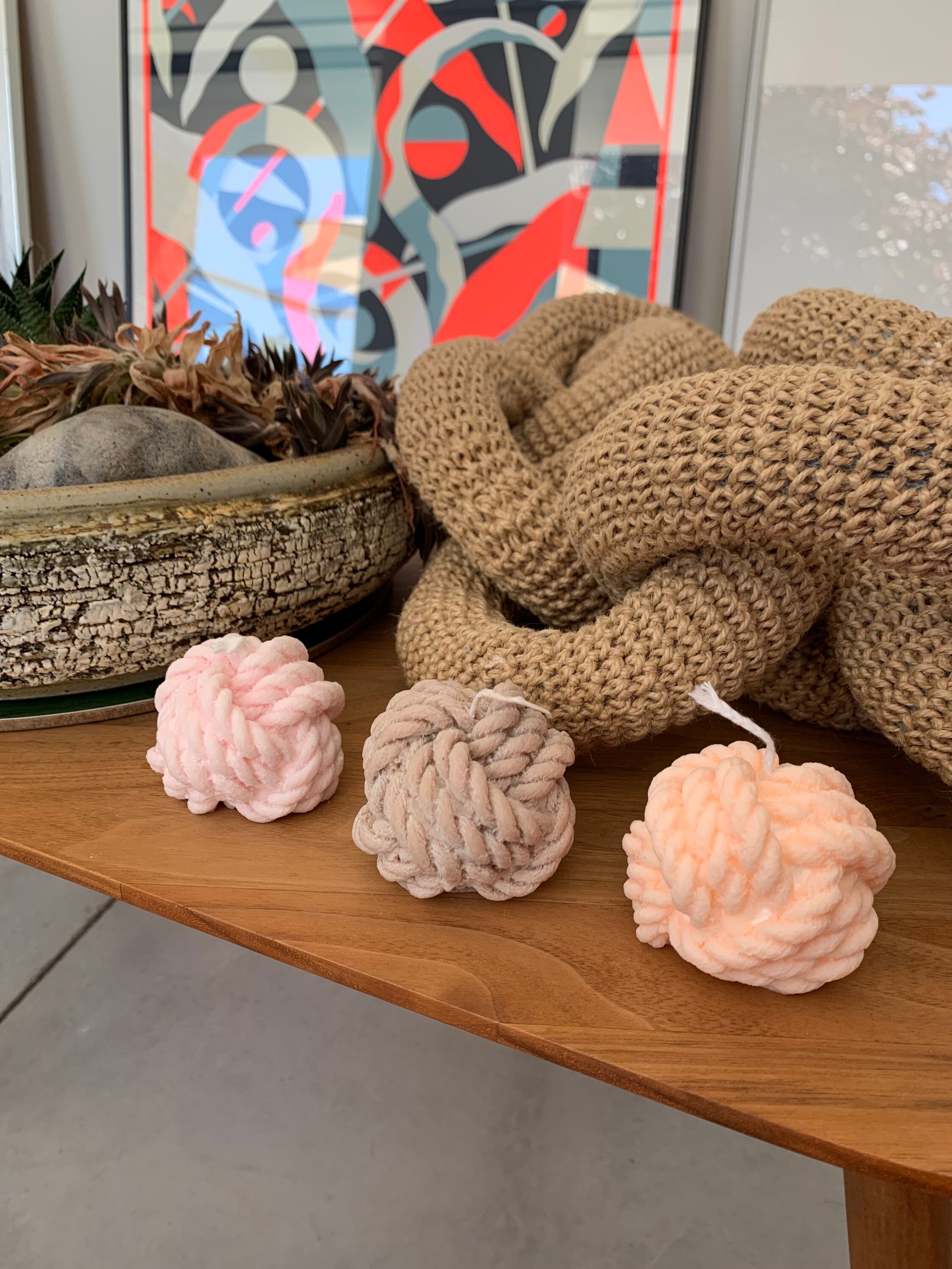 Knot Candle String Candle Thread Coil Candle Round Apple Etsy UK