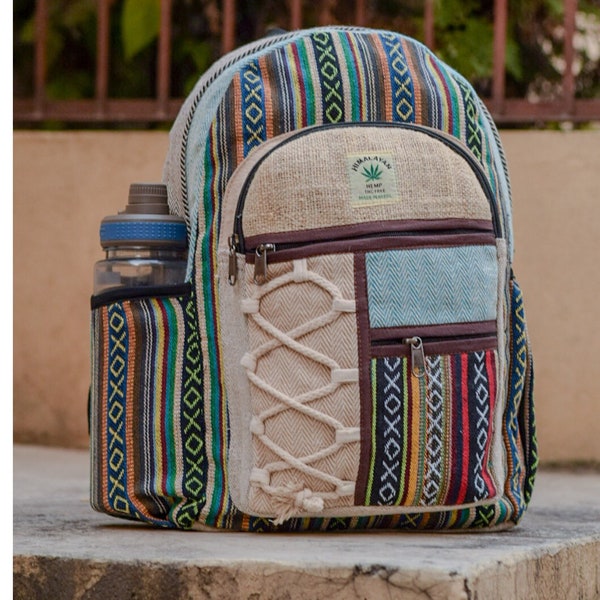 SALE 30% OFF Himalayan Hemp School Bag Hemp Bag for Men Women, Hemp Backpack Laptop Backpack Beach Boho Backpack Travel Backpack #HempBag