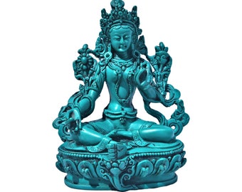 Gift for Mom Green Tara Buddhist Spiritual Statue 18 Cm Green Tara Resin Buddha Statue Handcrafted Buddha Decor #HomeDecor