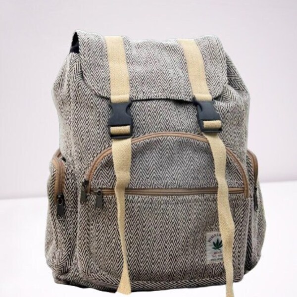 Rucksack Backpack Stylish Hippie Herringbone Hemp Backpack Cotton Gheri Backpack Unisex Backpack, Bohomein Hippie Bag Hippie Backpack