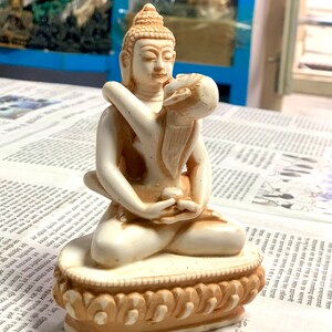 Gift for Mom Yab Yum Statue Antique Buddhashakti Statue for Decorative Collections Handcarved Red Buddha Shakti Figurines Embrace Tantra Cream