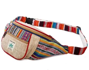 Hemp Fanny Pack Christmas Gift Bohemian Bumbag Boho Hippie Waist Bag Vegan Fanny Packs Ecofriendly Bag Unisex Fanny Packs Handmade Gifts