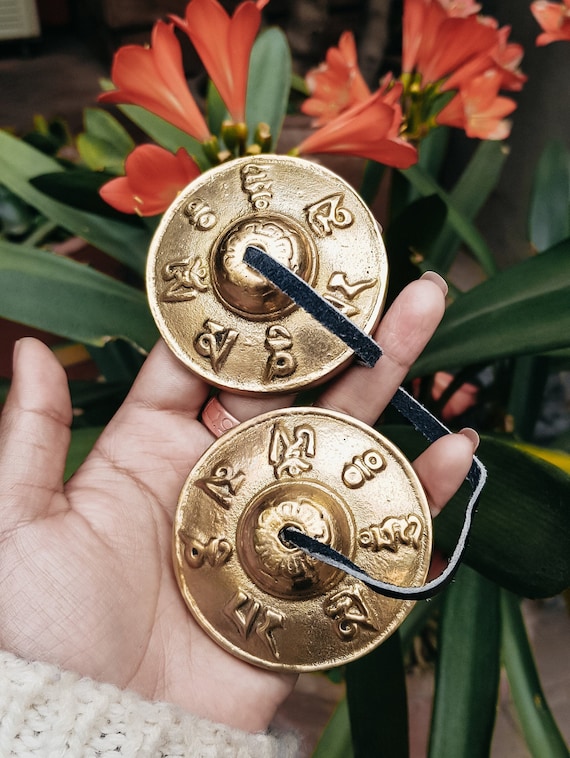 Tibetan Cymbals, Lightweight Handcraft Restoring Clarity Mind Brass  Material Tibetan Bells For Daily Life For Yoga For Meditation 
