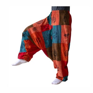 Lappendeken Aladdin broek Katoenen harembroek met zakken Yoga broek Hippie Boho Patchwork Aladdin broek Aladdin kleding kerstcadeau afbeelding 9