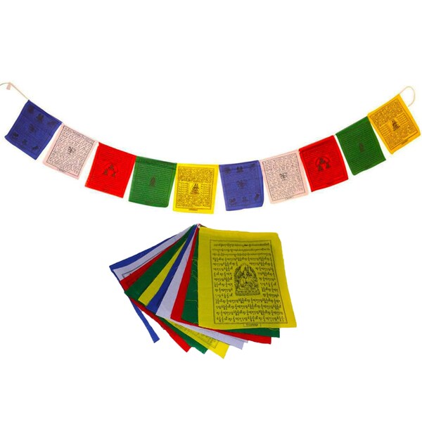 Banderas de oración tibetanas hechas a mano (paquete de 50 (6,5" por 6")), banderas de oración tibetanas de caballos de viento, banderas de oración budistas del Tíbet para interiores #PrayerFlags