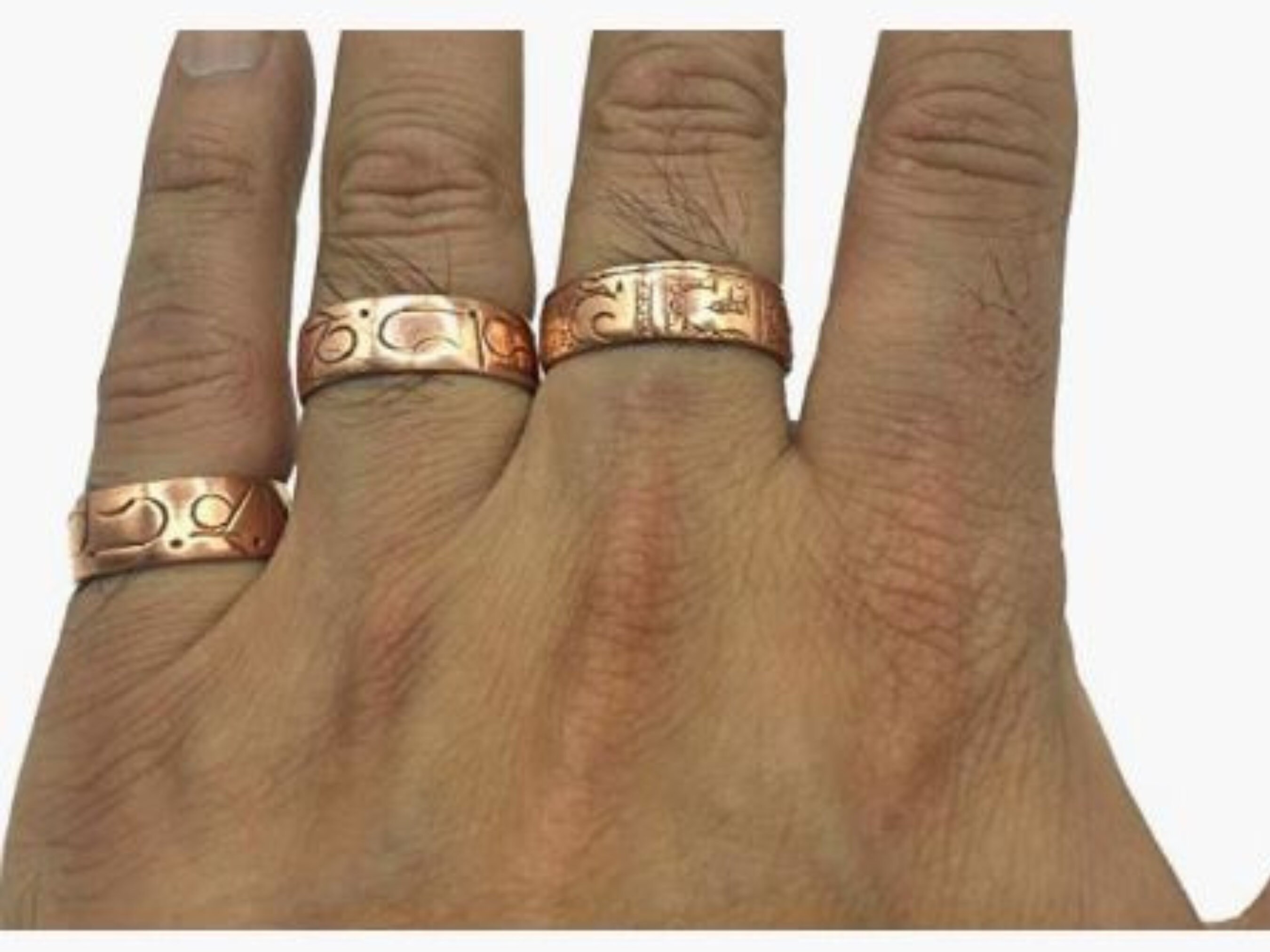 Geschnitzte Kupferringe, 3er Set verstellbare Ringe für Arthritis, reine  tibetische Kupferringe für Männer und Frauen, Geschenk für Sie CopperRings  -  Österreich
