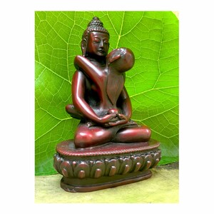 Gift for Mom Yab Yum Statue Antique Buddhashakti Statue for Decorative Collections Handcarved Red Buddha Shakti Figurines Embrace Tantra image 5