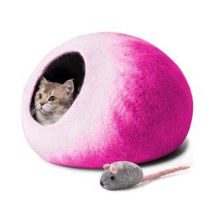 Wool Cat Cave for Indoor Cats Cat Lovers Gift Premium Felt Cat Bed Cave - Handmade 100% Merino Wool Bed for Cats and Kittens