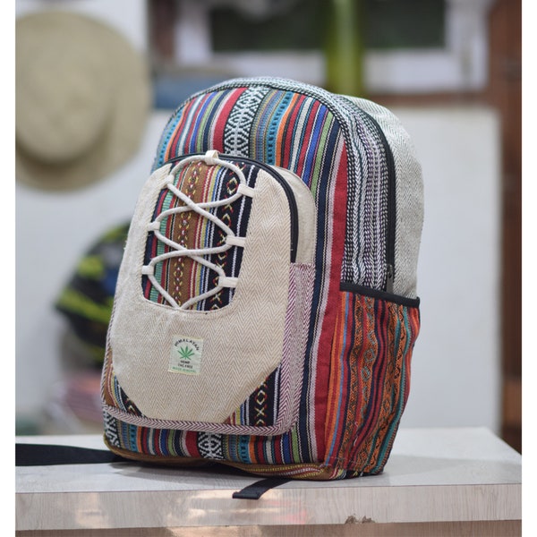 30% SALE School Backpack Medium Laptop Backpack Tie Dye Bag Hemp Hippie Backpack for Men/Women, Himalyen Hemp and Cotton Bag for School