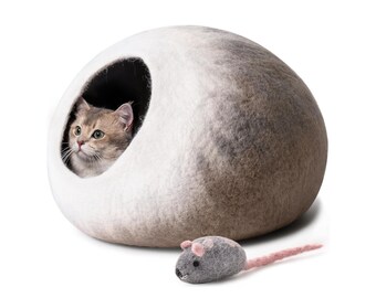 Large Felt Cat Cave Large Wool Felt Cat Bed and Cat Cave, Wool Handmade Cat Cocoon Cat Bed Pet Bed / Puppy Bed / Cat House