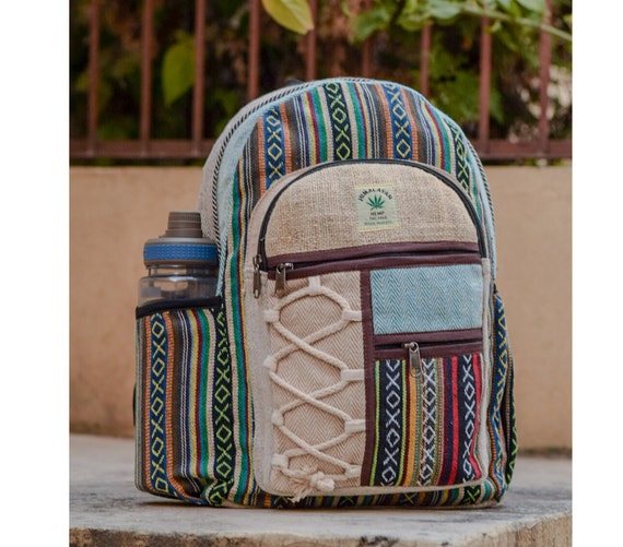 Himalayan Hemp Backpack Medium With Side Pockets Boho Bag Hippie Backpack  Birthday Gift School Bag for Girls Handmade Bag for Men - Etsy