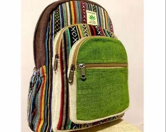 Pure Handmade Natural Hemp Nepal Backpack for Men Women Small Lightweight Daypack Valentines Day Gift for Girlfriend/Her Boheiam Hemp Bag