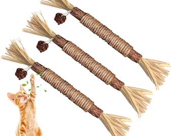 3 Pack Silvervine Cat Toy, Silvervine Sticks Cat Toys for Indoor Cats, Chew Toys for Chewers, Cat Dental Toy for Kitten Teeth Cleaning