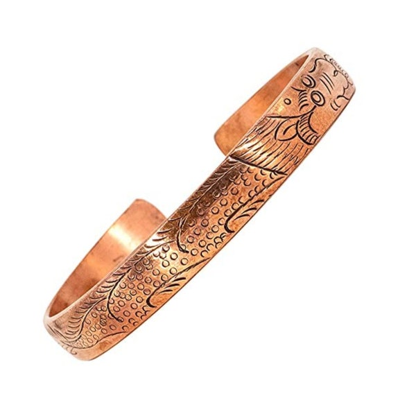 100% Copper Bracelet ~ High Gauge Pure Copper Dragon Embossed Bracelet Relief of Joint Pain, Arthritis, Joint Inflammation & Skin Allergies
