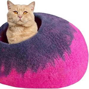 Premium Felt Cat Bed Cave Cat Gifts for Cat Lovers Handmade 100% Merino Wool Bed for Indoor Cats & Kittens #LargeCatCave Cat Lovers Gift