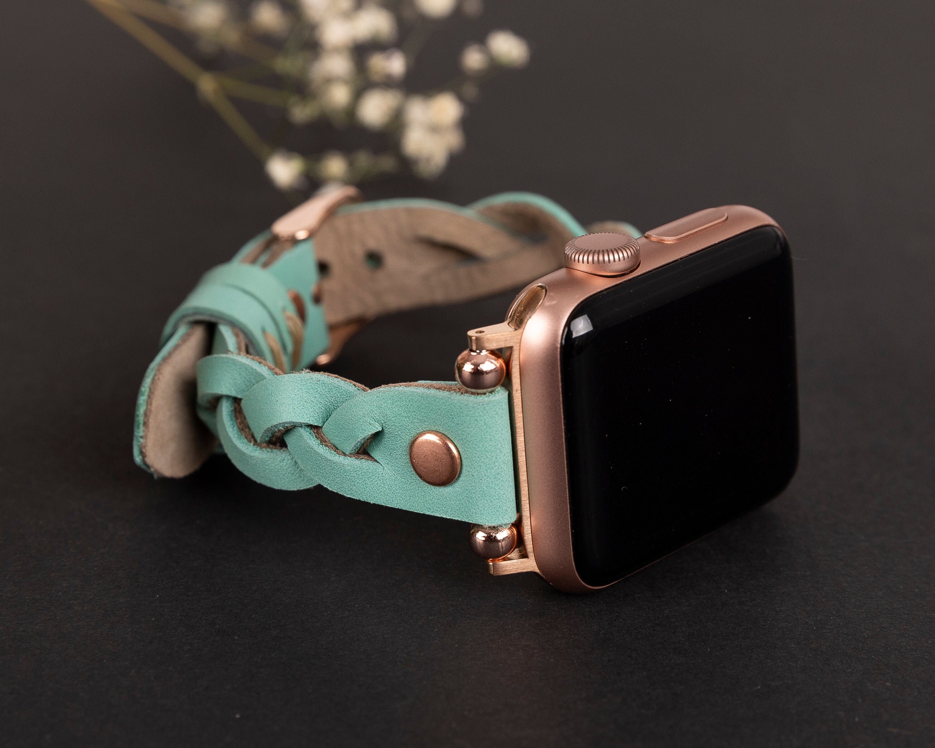 Turquoise Braided Apple Watch Band 38 mm 40 mm 42 mm 44 mm Etsy