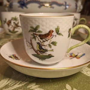 Herend Rothschild Bird Demitasse / After Dinner Cup and Saucer #1709