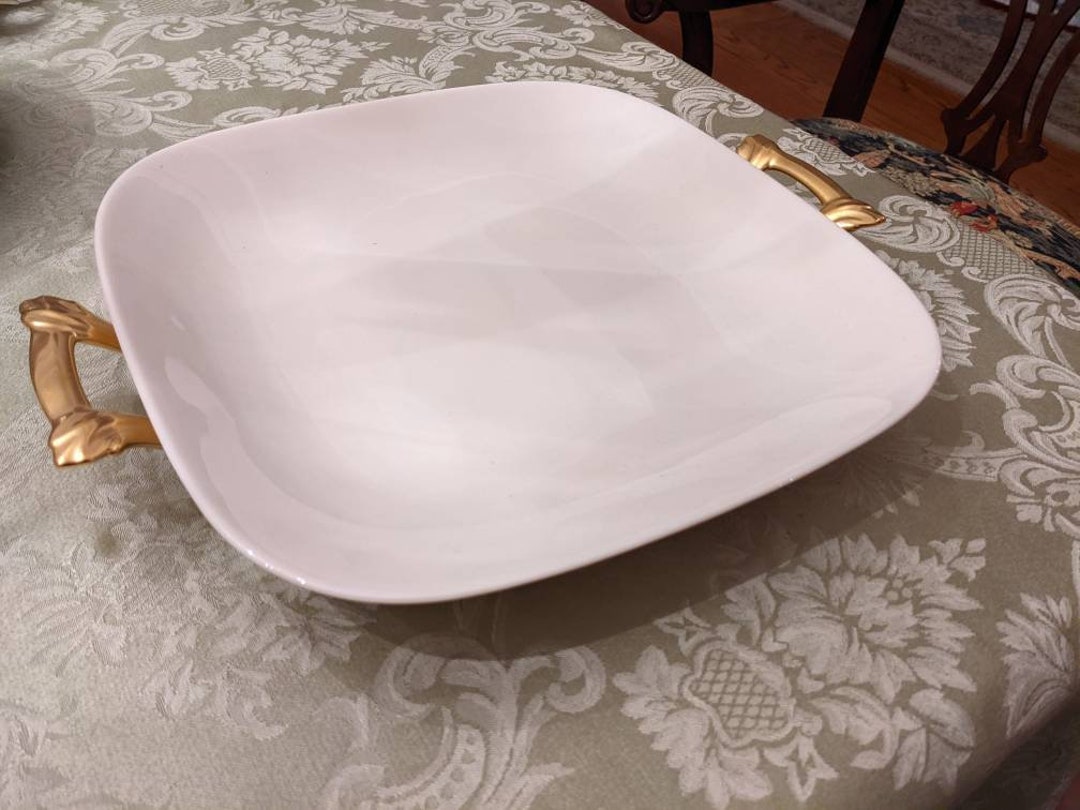 Lenox Scandia Large Square Serving Platter / Cake Plate With Gold
