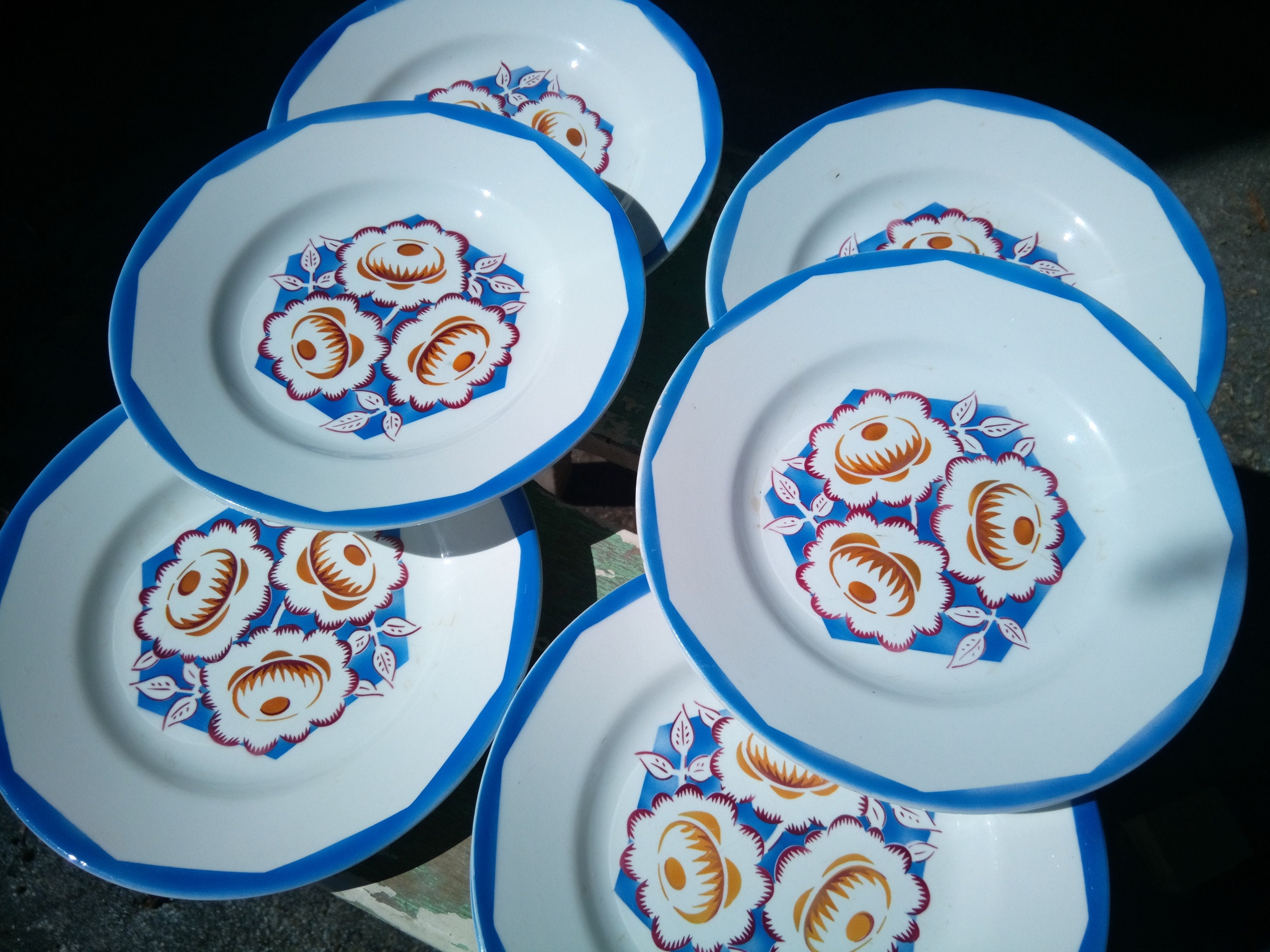 Lot 8 Assiettes à Dessert Porcelaine Française Creil Montereau Hbcm