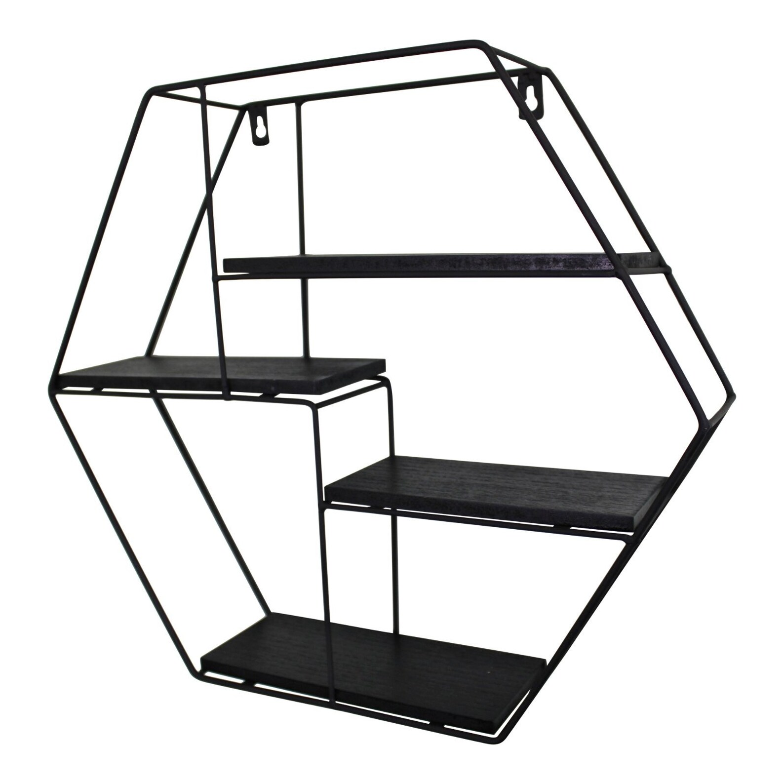 Stylish Hexagonal Wall Shelf Black Powder Coated Metal 4 Etsy