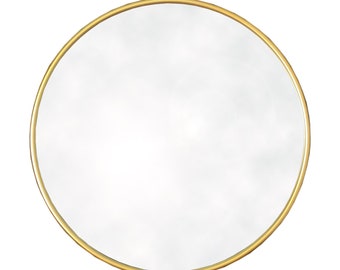 Simple Elegant Round Gold Mirror - Contemporary Modern Wall Mirror for Interior Home Design Styling