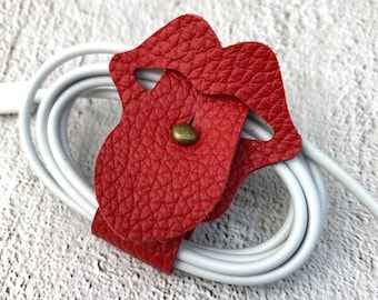 Cable ties, leather cable organizer in many colors - customizable