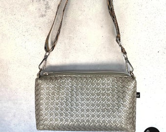 Handbag/ crossbody bag/ shoulder bag made of synthetic leather in a woven look including interchangeable strap