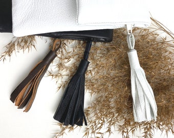 Leather tassel/ leather zipper charm/ key chain/ bag charm