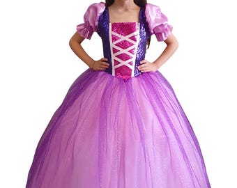 Rapunzel princess birthday party dress, party girls costume, sparkle rapunzel dress for special days, princess dress, tulle dress