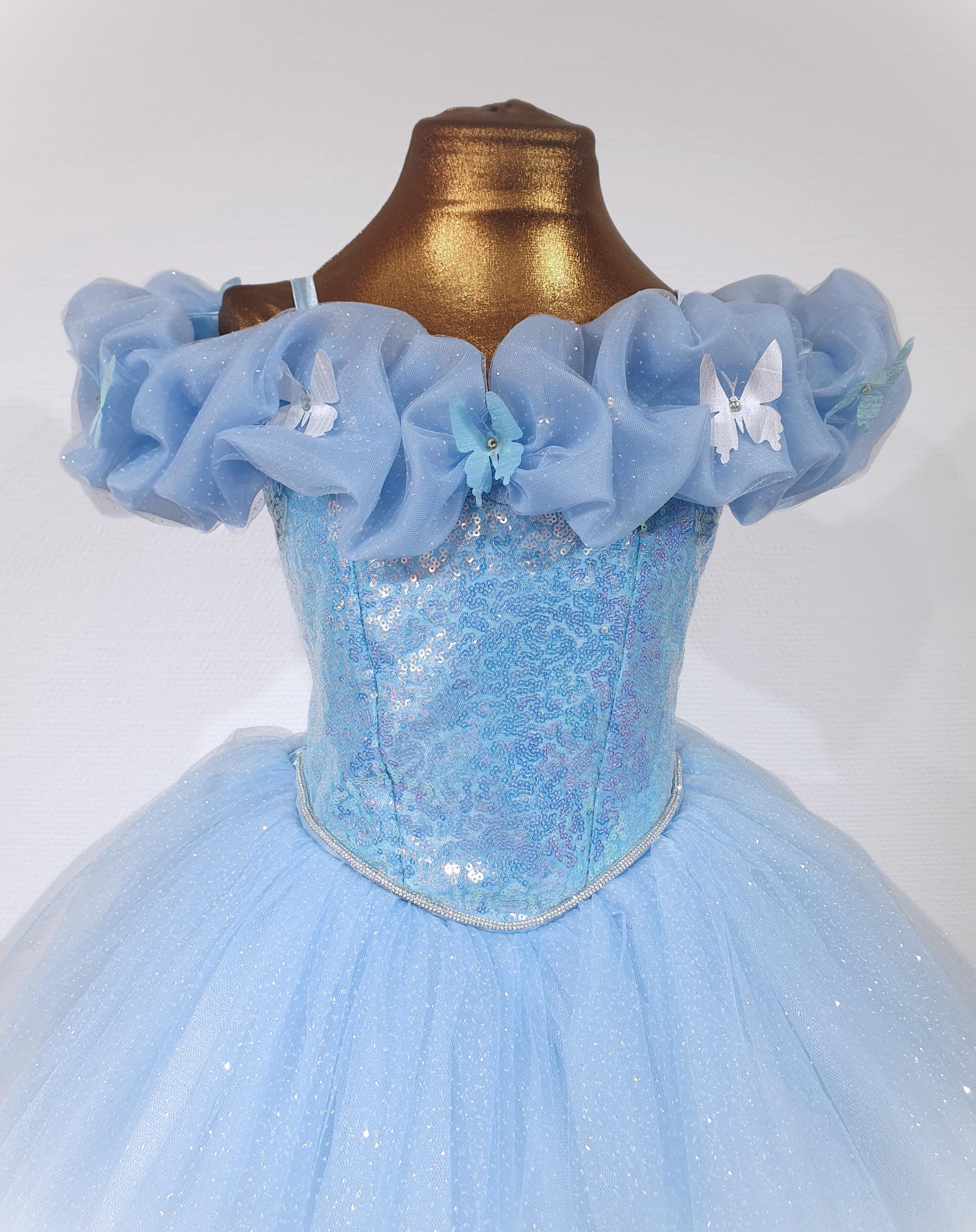 Cinderella Blue princess birthday party dress, party girls costume, sparkle cinderella dress for special days, princess dress, tulle dress
