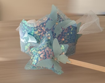 Cinderella fairy wand + Cinderella Crown , Birthday Crown ,handmade princess crown, gifts for kids girls, Girls Halloween Costume ,