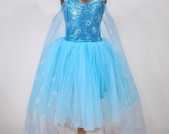 Elsa dress, Elsa dress frozen 2 ,birthday party dress, girls tulle dress, blue elsa dress ,blue elsa dress  Elsa costume , frozen dress blue