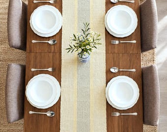 Handwoven Table Runner,Rustic Farmhouse Dining Decor, Woven Table Linen, French Country Decor,Boho Kitchen Table Linen, Housewarming gift