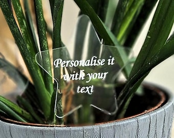 Personalised Plant Marker Acrylic Sign Custom Text Flower Pot Label Garden Lovers Star Gift