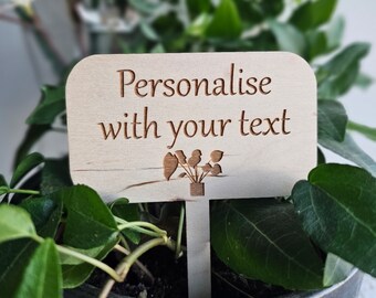 Personalised Laser Cut Plant Markers - Engrave Any Message or Name - Gift for Plant Lovers