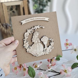Cartão de Primeira Comunhão – Presente Ecológico Feito à Mão para Meninas, Neta, Afilhada, Filha, Sobrinha, Irmã