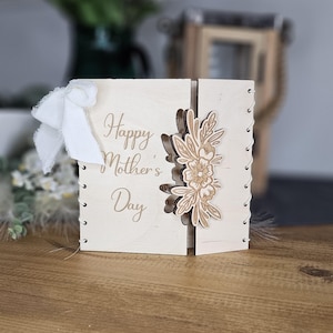 Tarjeta de madera personalizada para el Día de la Madre: regalo de recuerdo rústico con motivos florales para mamá, abuela, tía, amiga