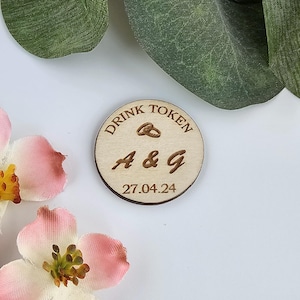 Fichas de madera personalizadas para bebidas: cupones de bar con grabados personalizados para bodas y fiestas