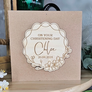 Biglietto di battesimo personalizzato - regalo di legno per il battesimo