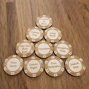 Fichas de casino / Discos redondos de madera 30/40 mm / juego de 10
