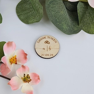 Fichas de madera personalizadas para bebidas: cupones de bar con grabados personalizados para bodas y fiestas