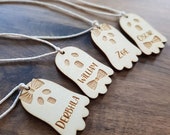 Halloween tags, Personalised wooden ghost tags, Halloween basket or gift tags, Halloween keepsake, Halloween hanging decor, Trick or treat