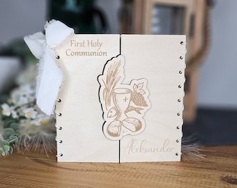 Personalised First Holy Communion Card, Rustic 3D Wooden First Holy Communion keepsake, Custom wishes gift card
